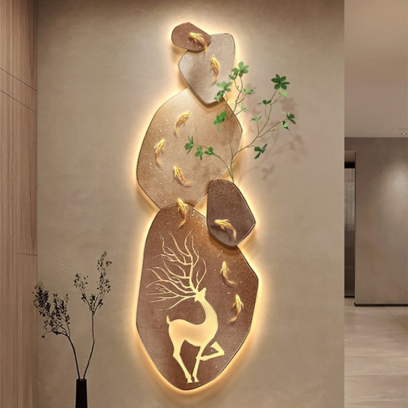 Japandi 3D Deer LED Wall Art